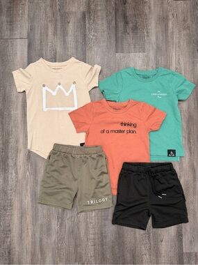 Kids 5-Piece Matching Set in Cream, Green, Rust, Olive & Black